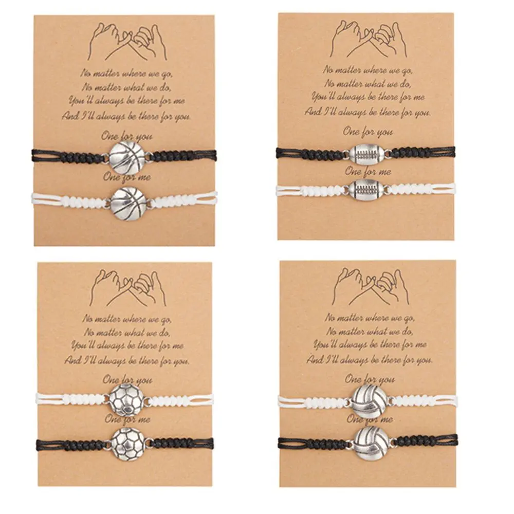 Baseball Handmade Volleyball Basketball Football Couple Hand Rope Korean Style Bracelet Ball String Rope Jewelry Accessories