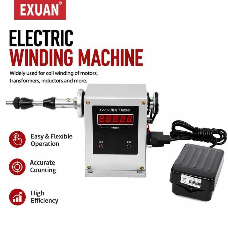 Electric Counting Winding Machine Coil Winding Device Adjustable Semi-automatic Winding Tool 0-9999 Counting Range Wire Data