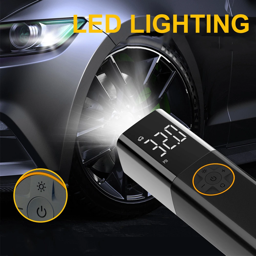 

Автоматический электрический насос 150PSI со светодиодной подсветкой, автомобильный насос для накачивания шин, цифровой дисплей, электрический воздушный насос для автомобиля, велосипедного шара