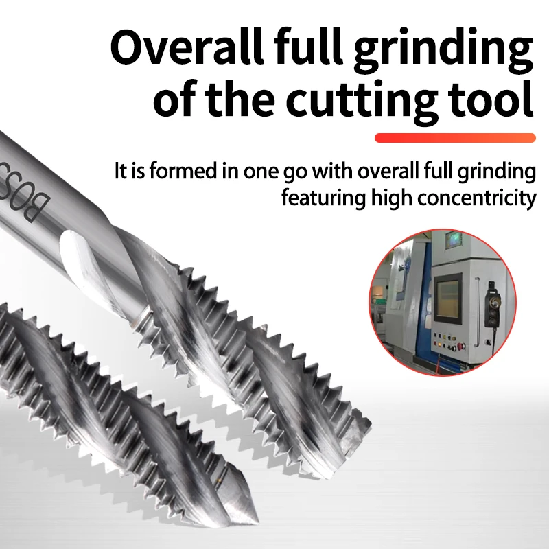 BOSS TAPS Carbide Tungsten Steel JIS Standard Spiral Fluted Tap UNC UNF 4-40 6-32 Machine Screw Thread Taps For HRC 55° - 62°