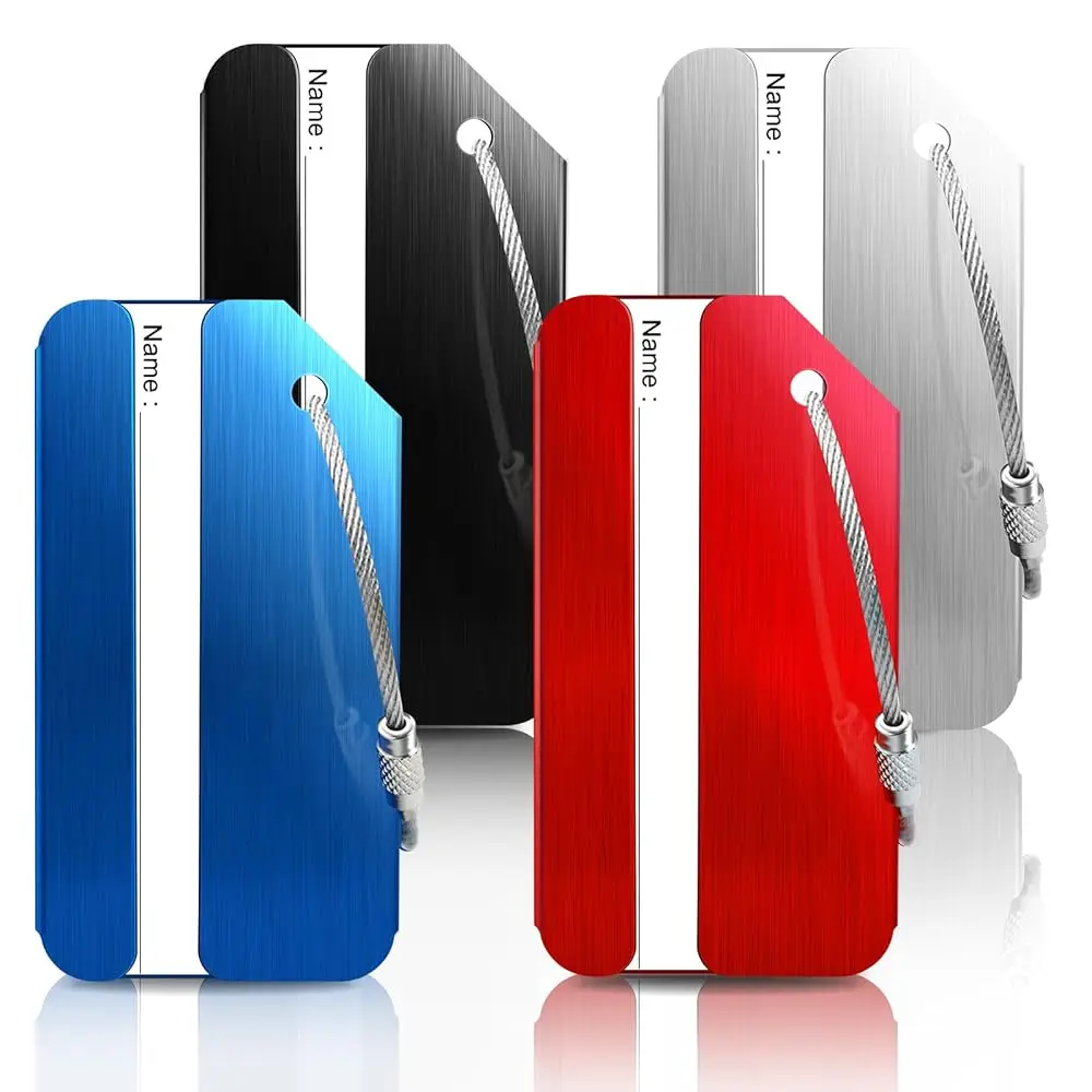 

Free Shipping4 Pack Aluminum Luggage Tags for Suitcases with Name ID Card, Durable Luggage Name Tags Identifier, Travel Tags for