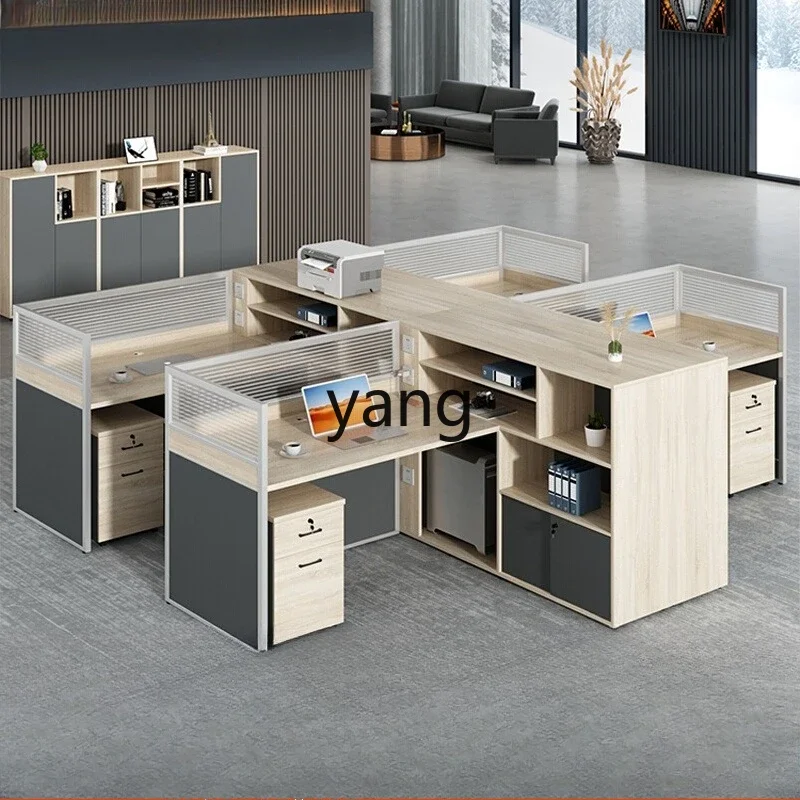 LTT four or six person financial desk screen card seat work station table and chair combination