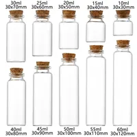 10/20 piezas 10ml 15ml 20ml 25ml 30ml lindas botellas de deseos de vidrio transparente con tapón de corcho botellas de especias vacías tarros viales para manualidades DIY