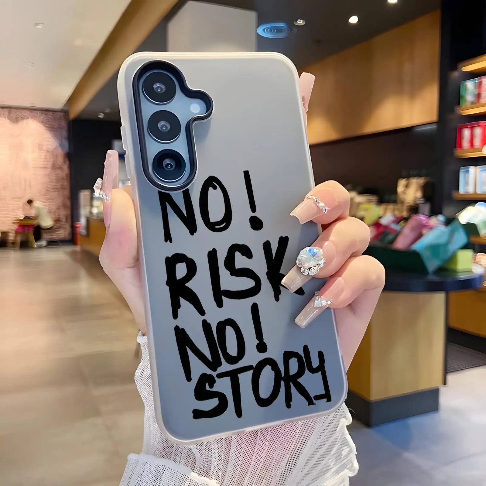 Fashion No RISK NO STORY Phone Case Candy Jelly 2 in 1 Hard Phone Case For Samsung A57 A56 A37 A27 A17 A36 A26 A55 A35