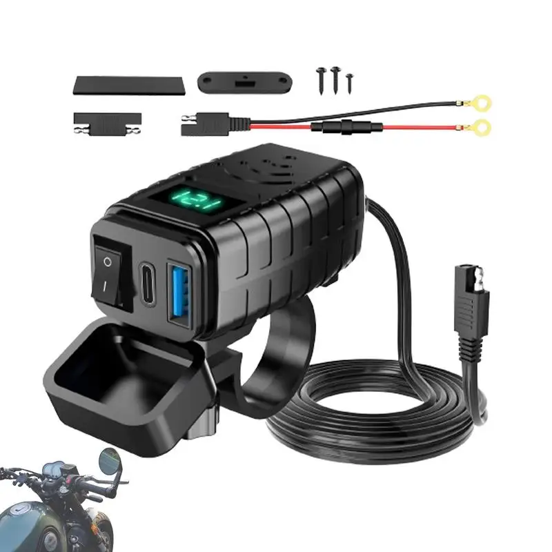 

Motorcycle USB Charger Motorcycle USB Charger With Voltmeter ON/Off Switches Quick Charger PD 3.0 Socket PD & QC 3.0 Phone