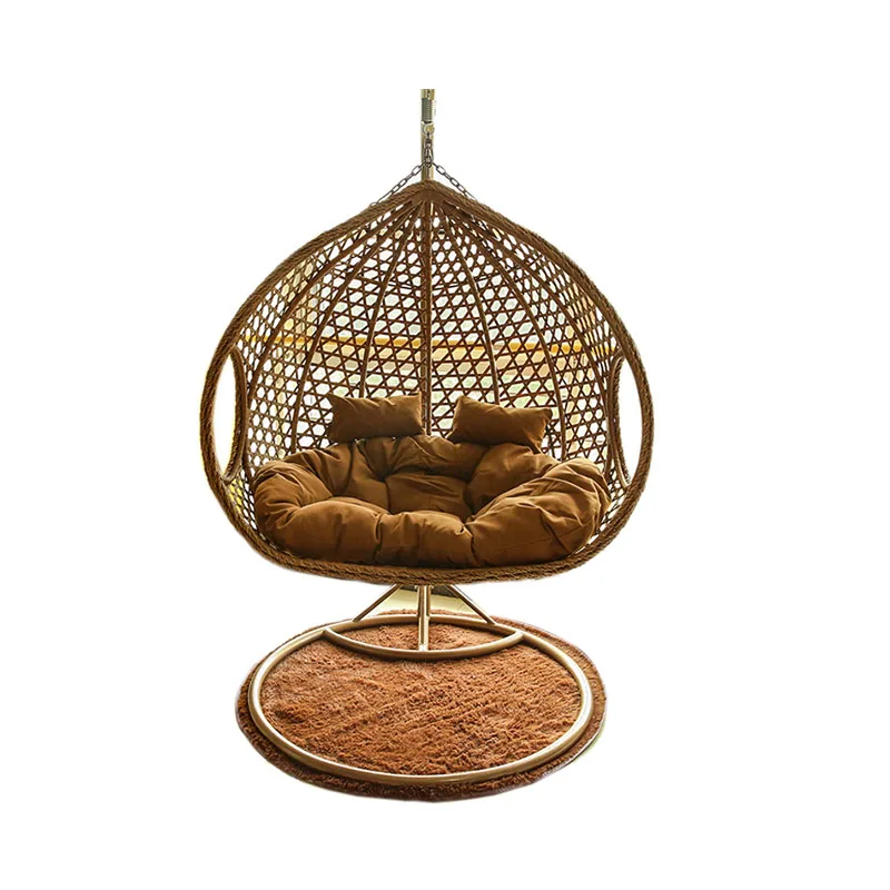 Adult rattan wicker steel hanging egg shaped outdoor garden cane patio swing chair cushion baby swing bed