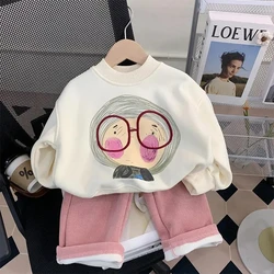 Autumn/Winter Girls' Baby Clothing Set Fashion Casual Children's Long Sleeve Pullover Sweater Pants 2-Piece Children's Clothing