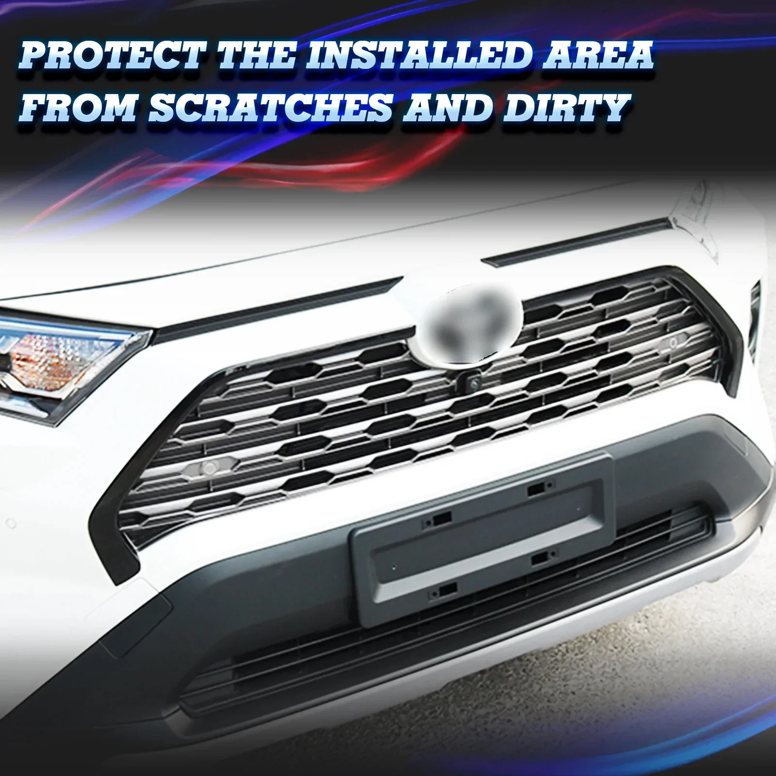 For Toyota RAV4 2019-2025 Black Exterior Racing Grill Front Center Grille Lip Stripes Strip Frame Cover Molding Trims Decoration