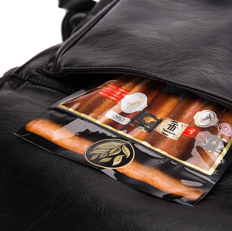 Portable Plastic Travel Cigar Humidor Bag with Built-In Moisturizing Solution Cotton Fit 4 Cigars Humidifier