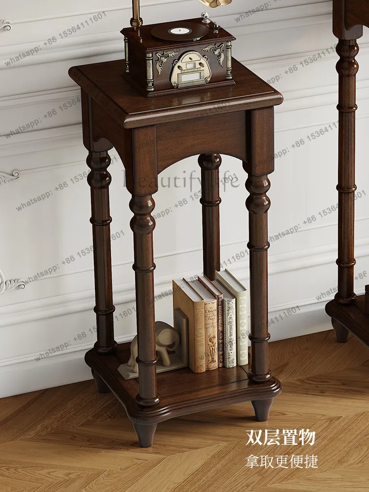 American solid wood flower stand retro rural storage old money simple mahogany core wood shelf