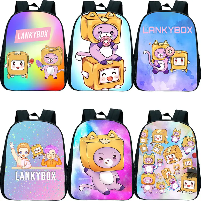 Ransel Anak-anak Gambar 3D Lankybox Tas Buku Kartun Anak Laki-laki Perempuan Tas Sekolah Anime Ransel Balita Hadiah Tahan Air Mochila