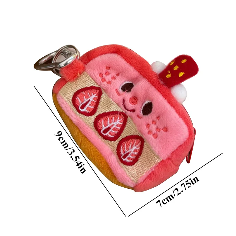 Strawberry  Pattern Coin Purses Cute Key Earphone Storage Bag Fashion Kawaii Mini Wallet Fluffy Sweet Organize Pouch Zipper