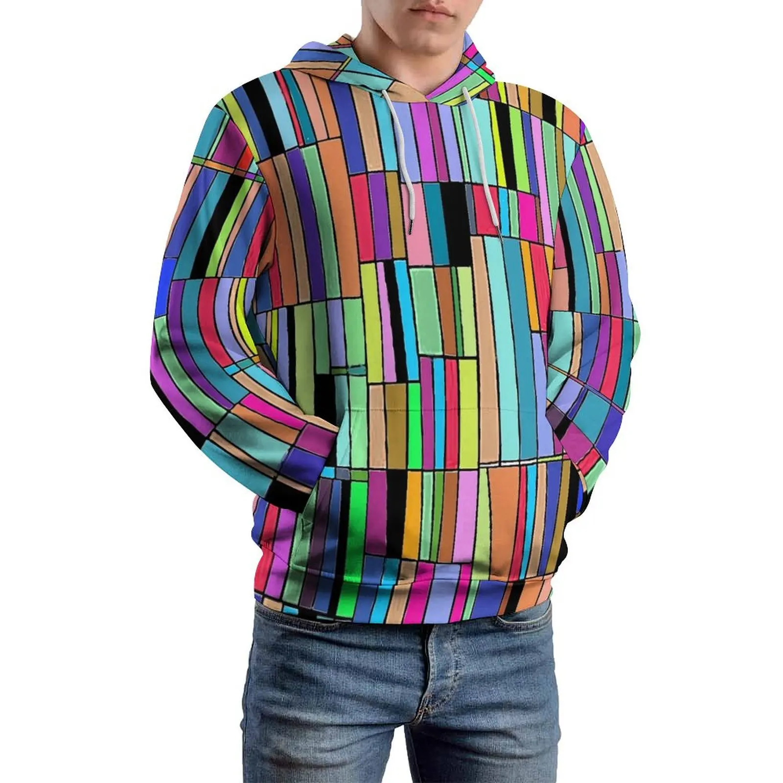 

Colorblock Casual Hoodies Abstract Bookshelf Loose Hoodie Unisex Long Sleeve Funny Pattern Tops 4XL 5XL 6XL