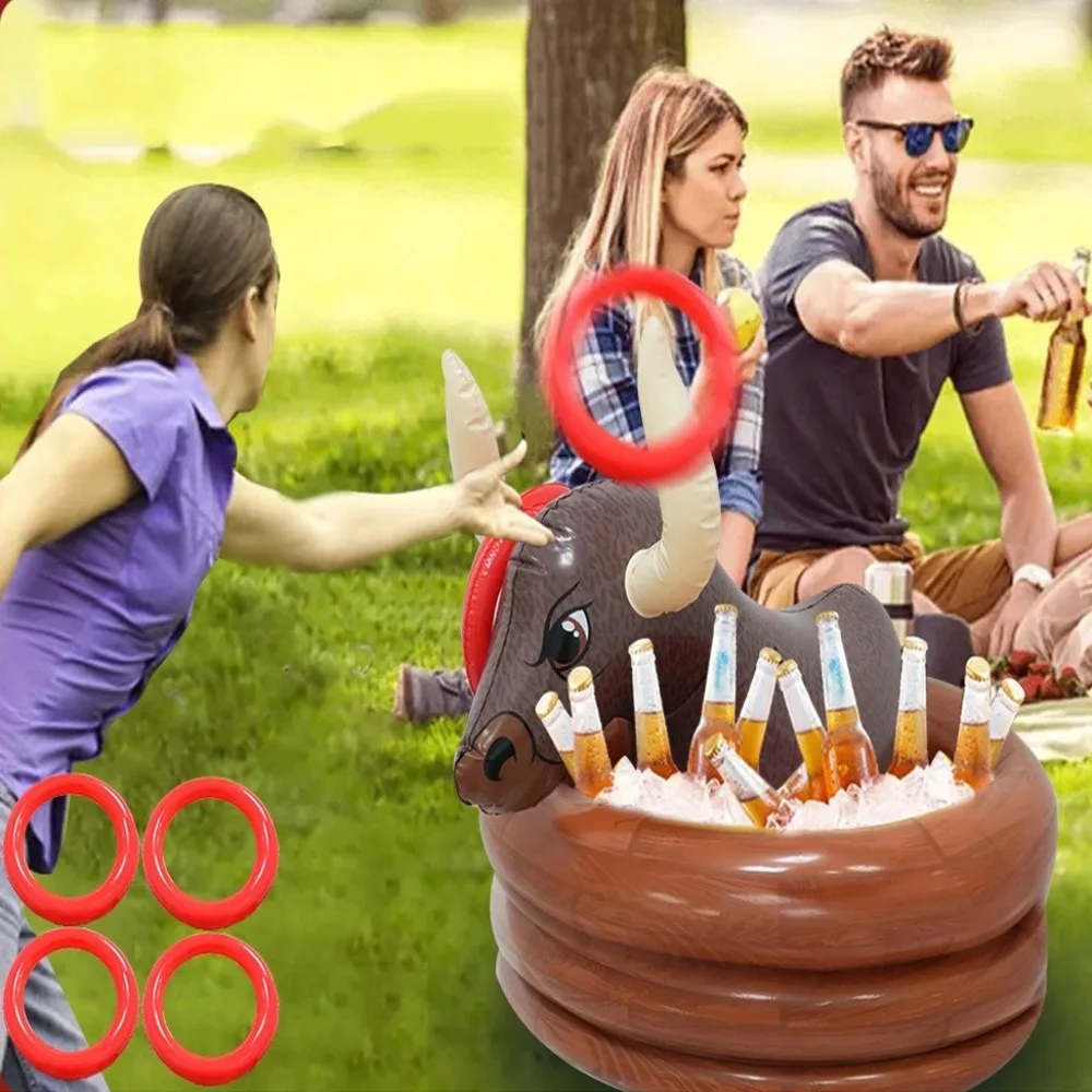 Outdoor Interactive Game Inflatable Ice Bucket Collar Beach Party Food Preservation Tray Swimming Pool Floating Beverage Ice Bar