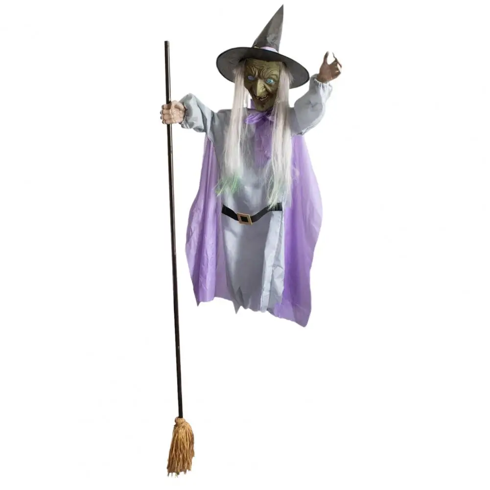 Outdoor Halloween Witch Display Spooky Flying Witch Decorations with Sounds Lights for Outdoor Halloween for Garden for Indoor