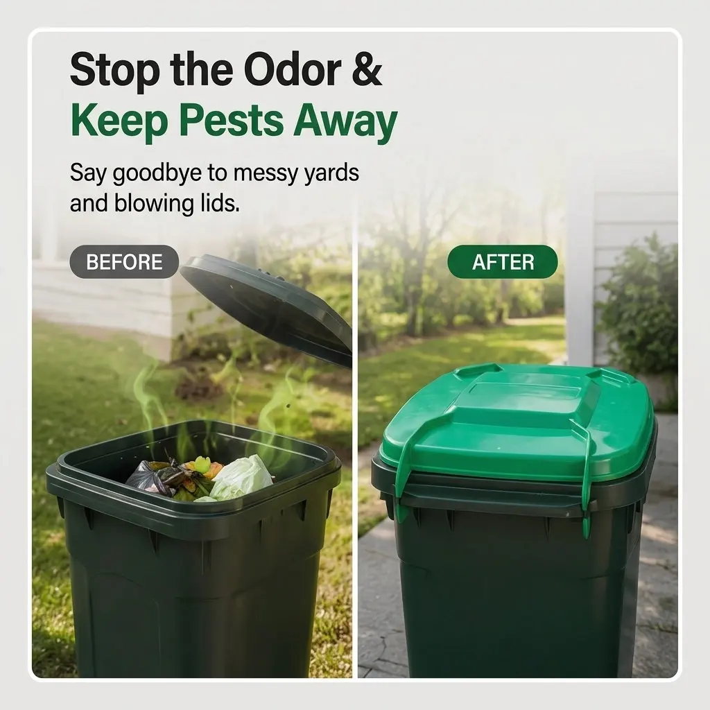 Plastic Trash Can Lid Square Outdoor Replacement for Garden Yard Park Public Sanitation Waste Bin Heavy Duty Odor Resistant