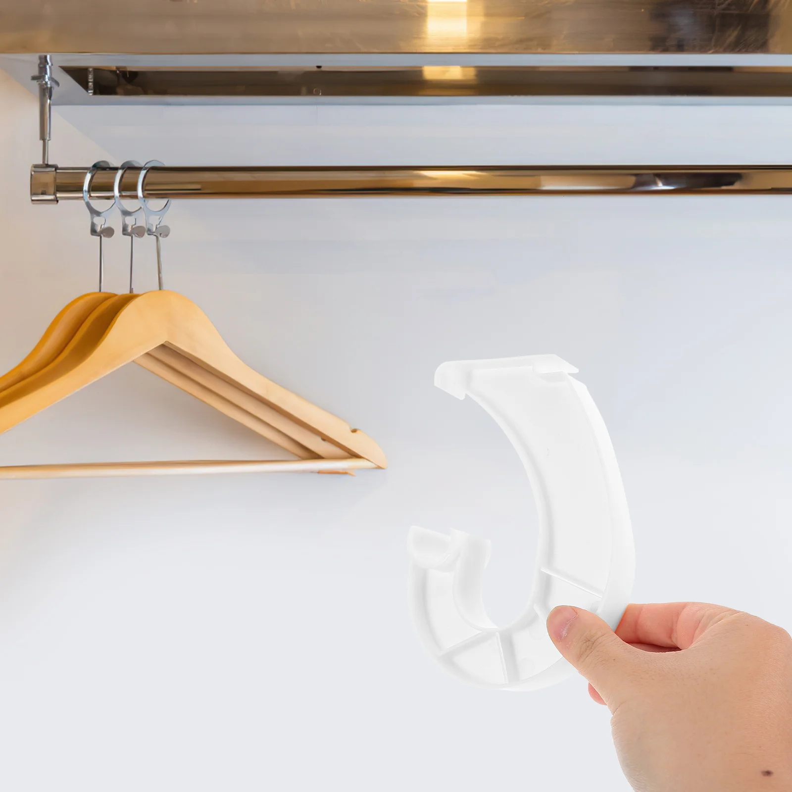 معلقة بار خزانة قضيب دعم البلاستيك قوي J على شكل قوس شماعات لرفوف الأسلاك خزائن غرفة نوم خزانة منظمة #4