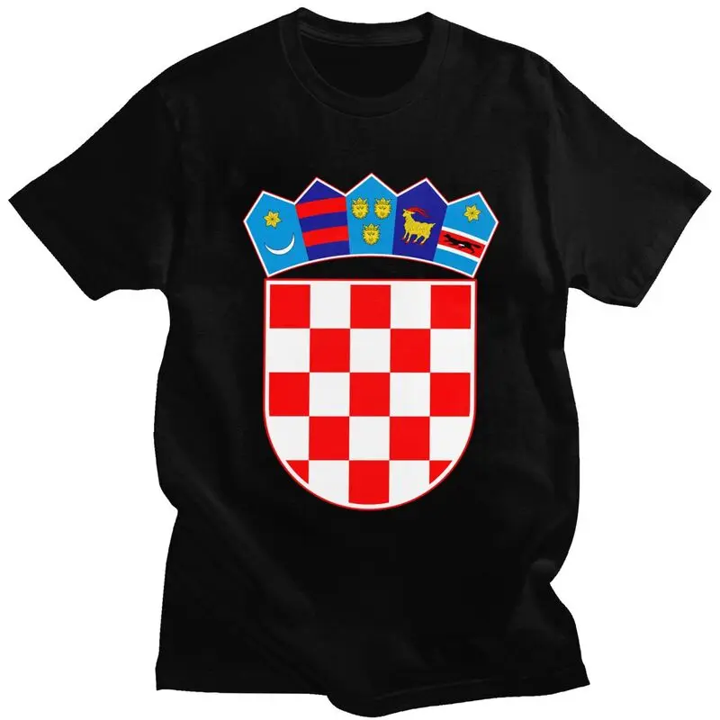 Kawaii Coat Of Arms Of Croatia T Shirt Men Short Sleeve T-shirt Graphic Tee Cotton Slim Fit Tshirt Gift