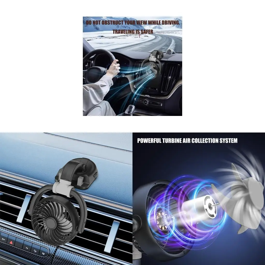 Portable Auto Fan Featuring Integrated Stand for Vehicle & Indoor