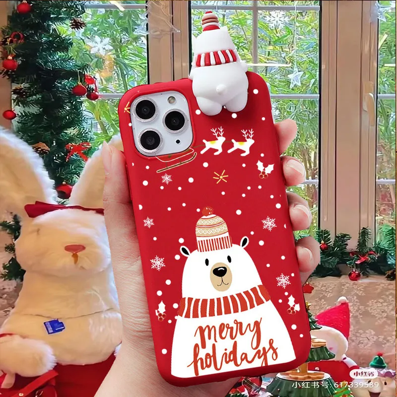 Christmas 3D Santa Claus Reindeer Bear Cute Case For OPPO Reno 10 5 6 7 8 Lite 11 12 Pro 11F Find X5 Pro Tpu Phone Case Cover