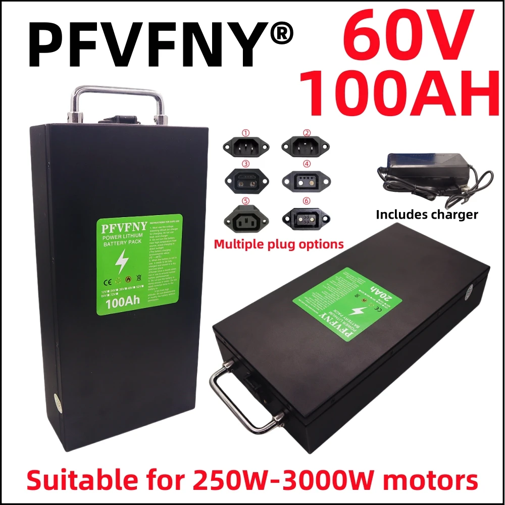 Air fast transportation New Full Capacity Power 18650 Lithium Battery 60V 20ah-100ah Lithium Battery Pack Suitable for 250-3000W