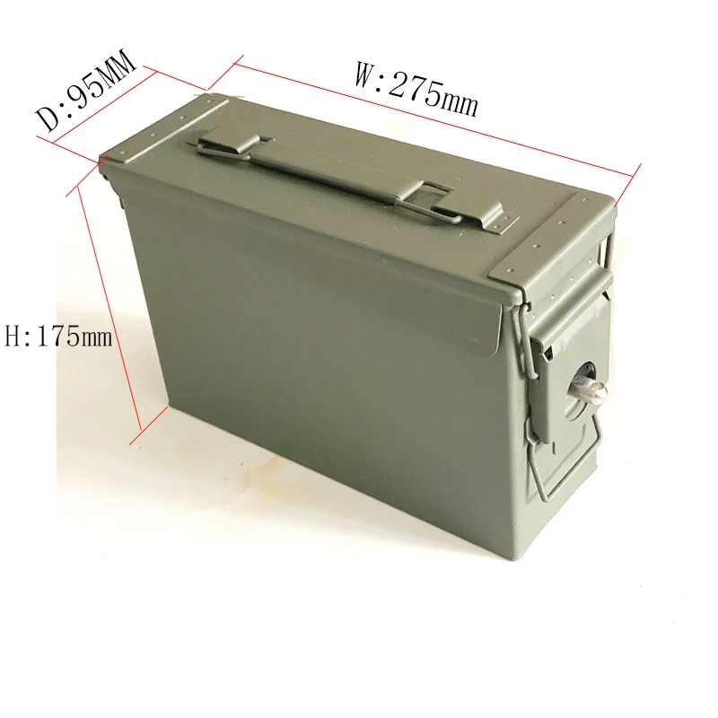 Water Proof 30 Cal Metal Ammo Case Can Military Army Solid Steel Waterproof Holder Box for Long-Term Gun Storage Green Stackable