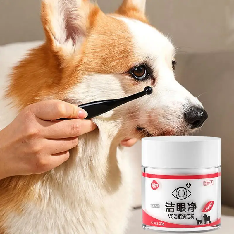 Pet Eye Tear Stain Remover Powder for Dog Cat Natural Safe Apply Around Eyes Absorb Repel Dry Staining Effective Non-Irritating