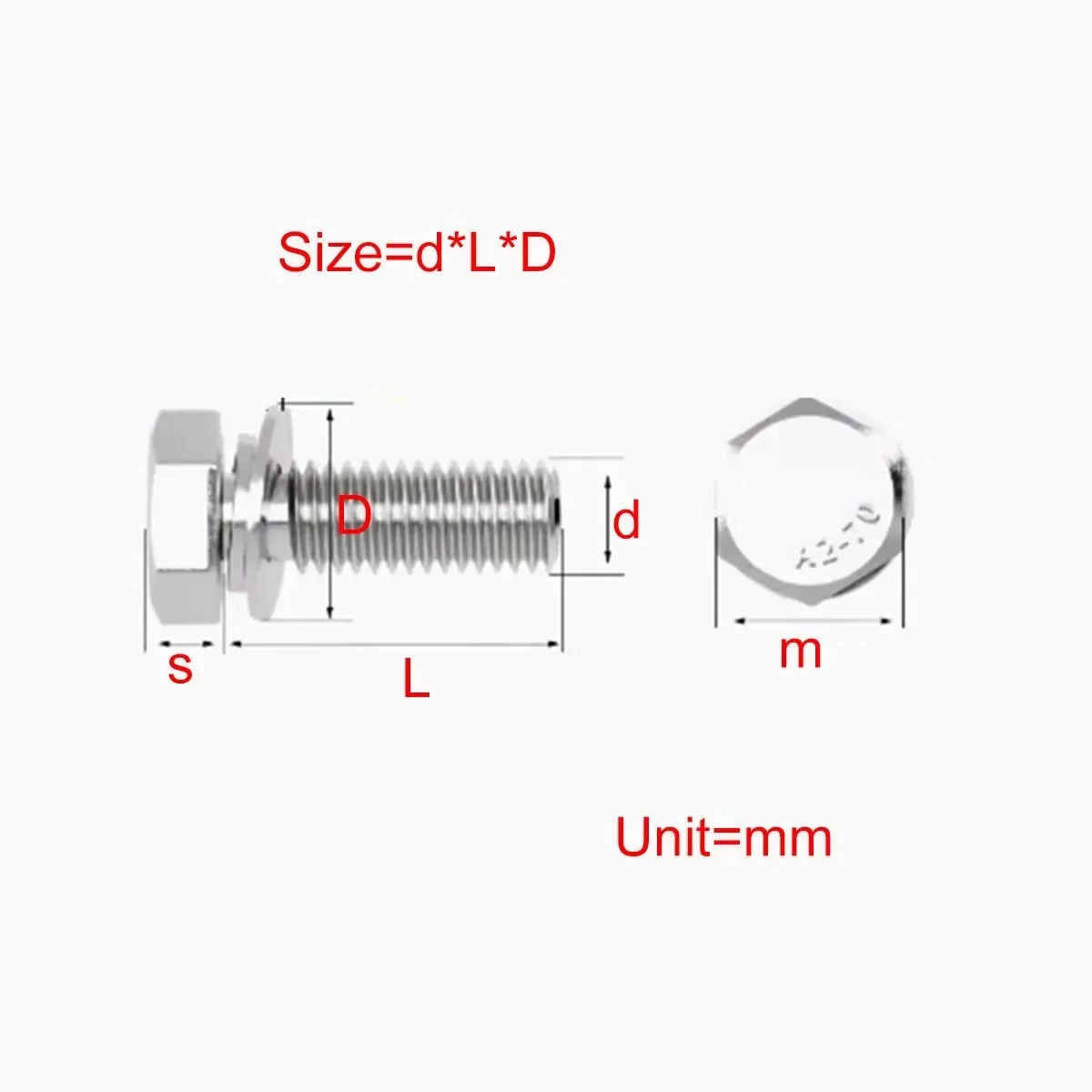 

304 Stainless Steel External Hexagonal Triple Combination Screw M3M4M5M6