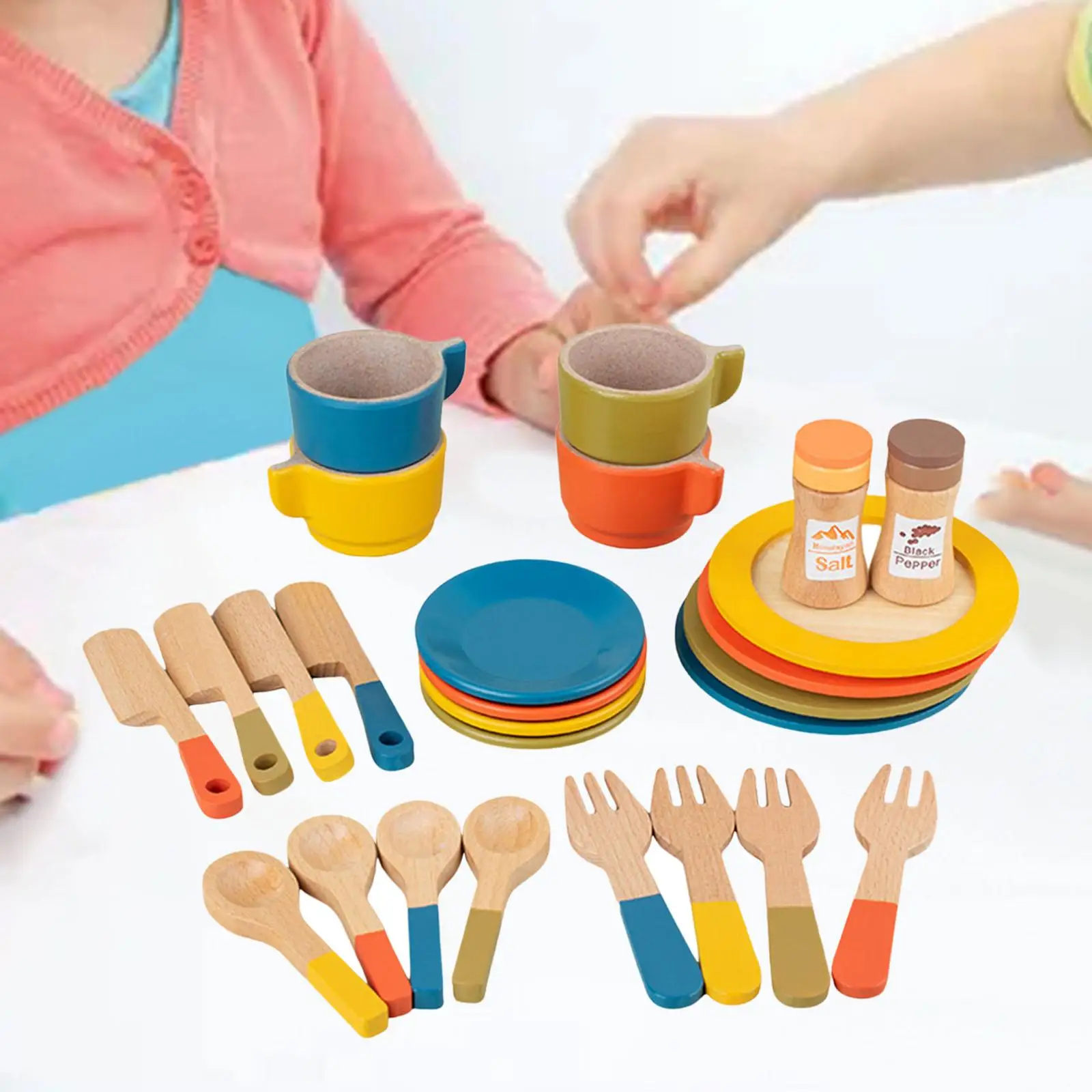 Houten Thee Set Keuken Accessoires Miniatuur Dessert Dienblad Montessori Speelgoed Voor Desktop Eetkamer Bakkerij Woonkamer Decoratie