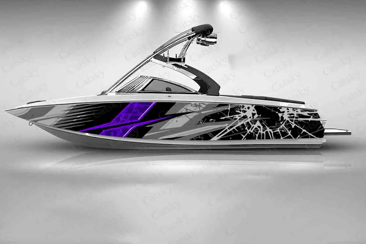 Abstract Geometric Broken Graphic Boat Fashion Sticker Packaging Waterproof Custom Ship Red Lines Wrap Vinyl Decal Decoration