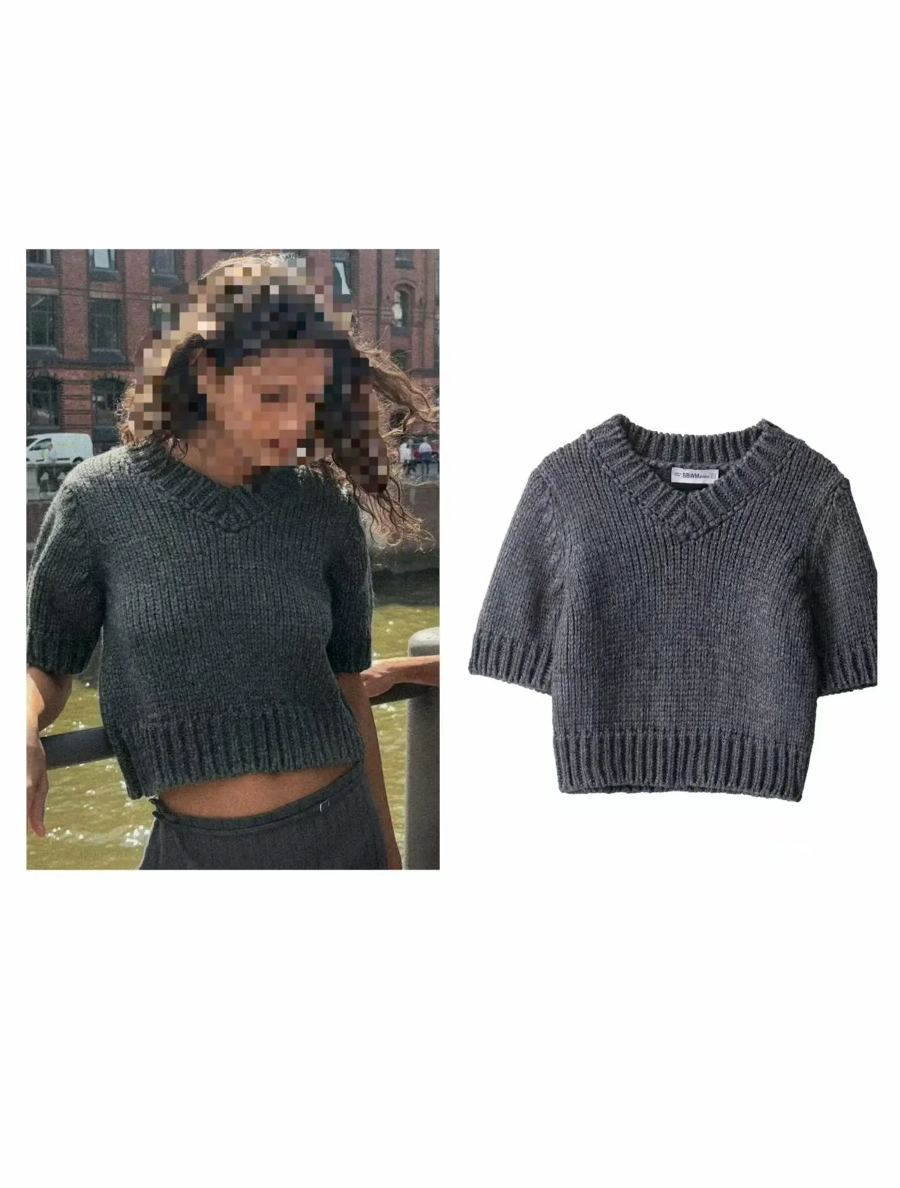 

Women'sFashion Spring/Fall Cropped Knit Top 2025 V-Neck Pullover New Arrival Comfortable Design for Trendy Ladies