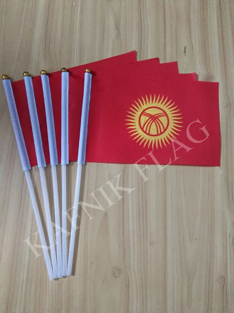 KAFNIK, 5 Stück Flaggen 14 * 21cm Handwinkelflaggen Kirgisistan Handflagge – Detail 1