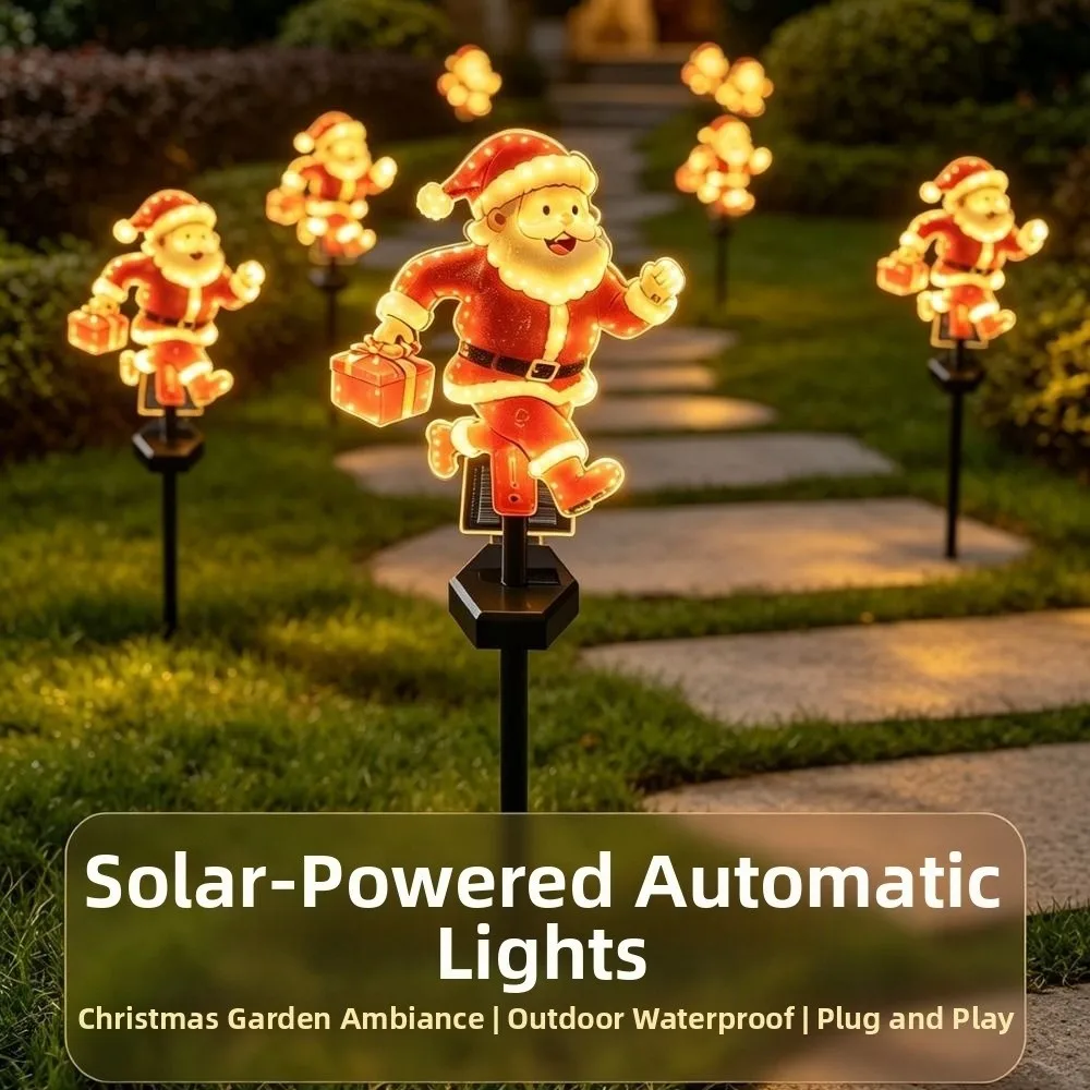 Solar Powered Christmas Solar Light Snowman Santa Claus Santa Claus Pathway Lights Weatherproof Waterproof Garden Stake Lights