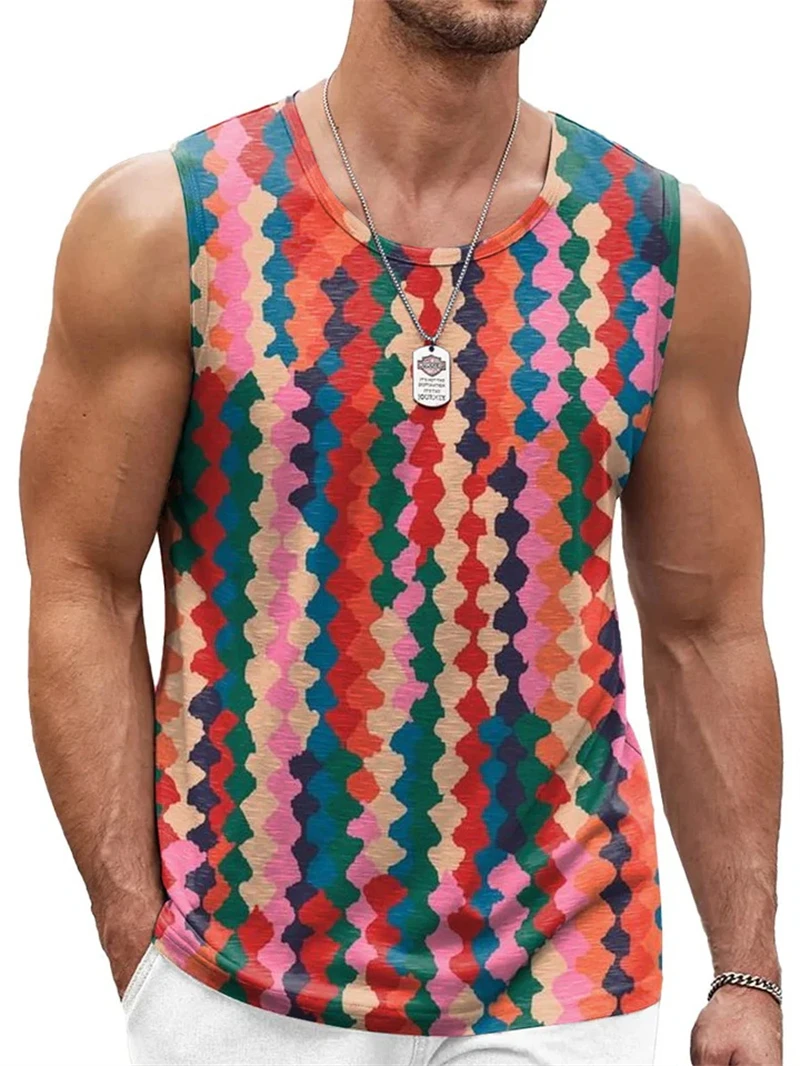 

Simple Design 3D Printed Men's Tank Top Summer Outdoor Street Casual Sleeveless Vest Tees Oversize Gym Fitness Training Male Top