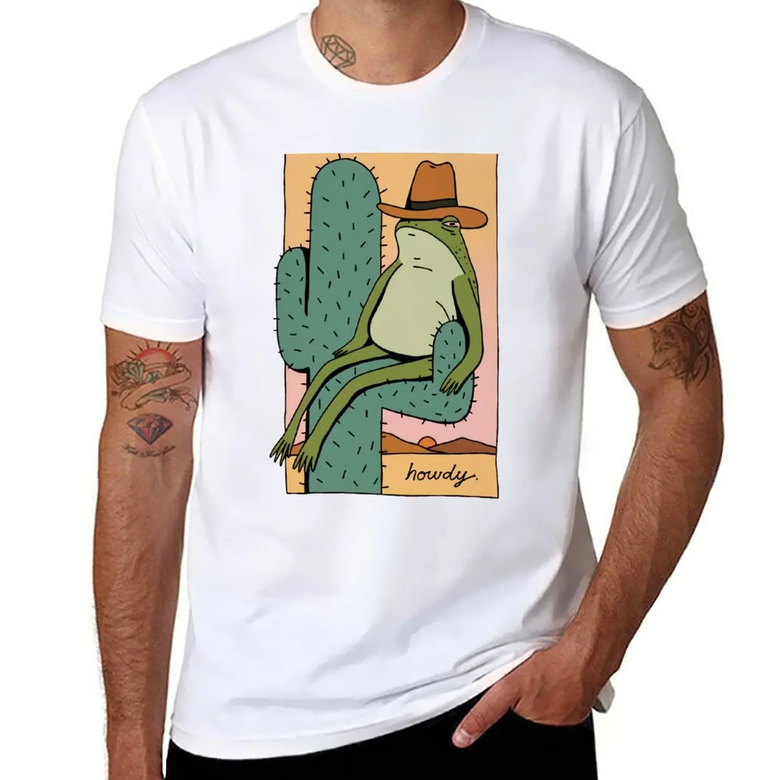 

Howdy Cowboy Frog Funny T-Shirt sports fan t-shirts Blouse mens graphic t-shirts hip hop