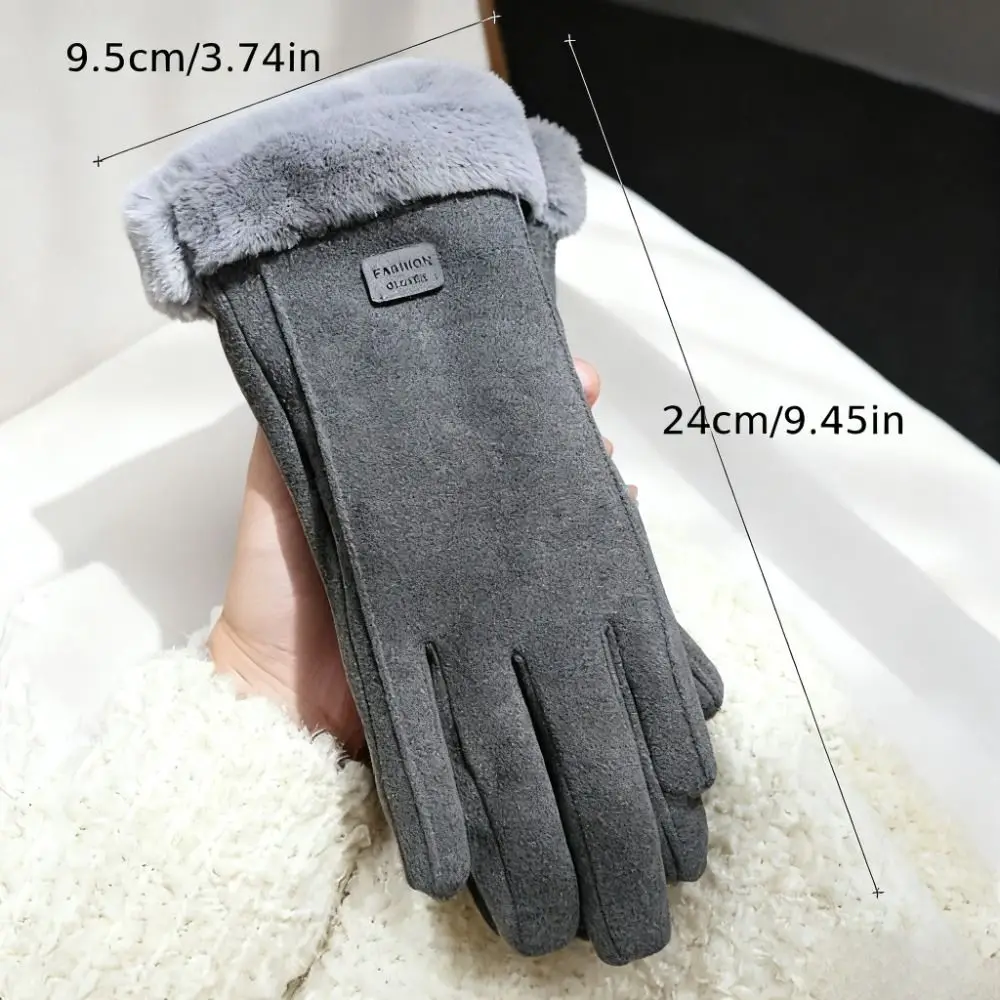 Fleece-Lined Touchscreen Gloves Windproof Touchscreen Winter Warm Gloves Full Finger Thick Thermal Cycling Gloves Cold Weather