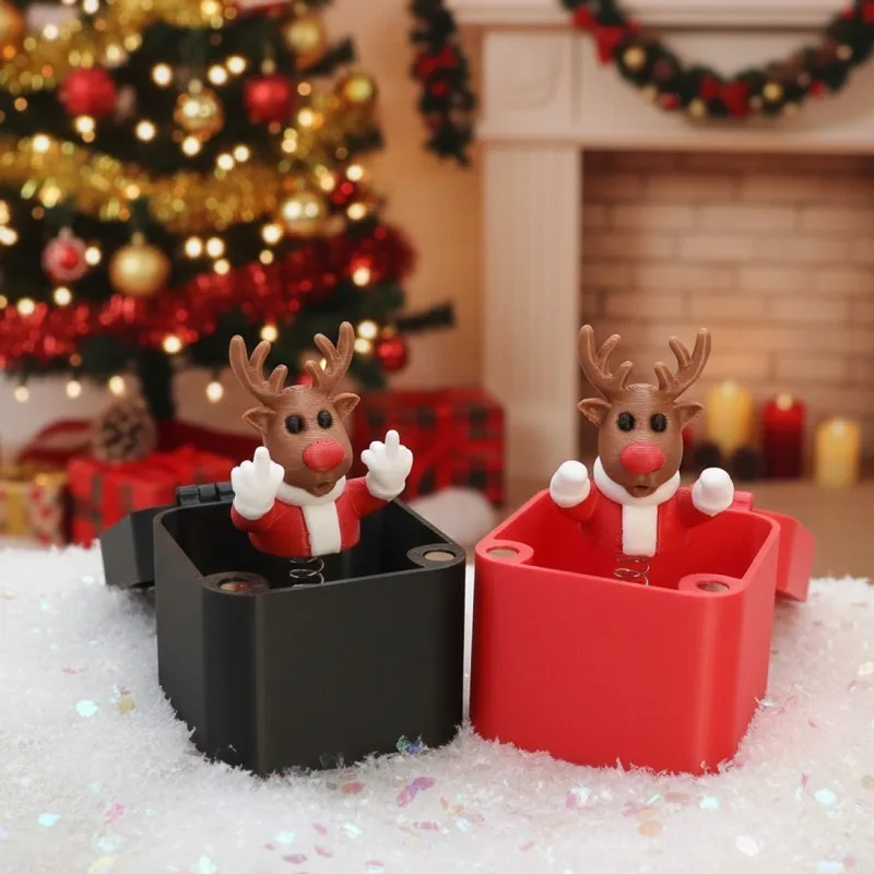 Creative Santa Claus Elk Snowman Middle Finger Box Christmas Gift Surprise Box Ornament