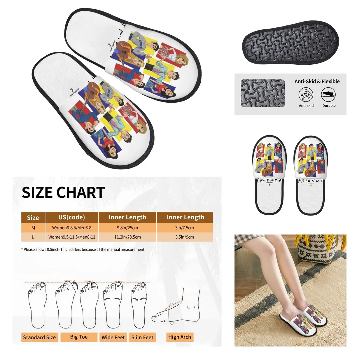 Colorful Pair Best Friends TV Show Men Women Furry slippers,fashion Color printing special Home slippers,Neutral slippers