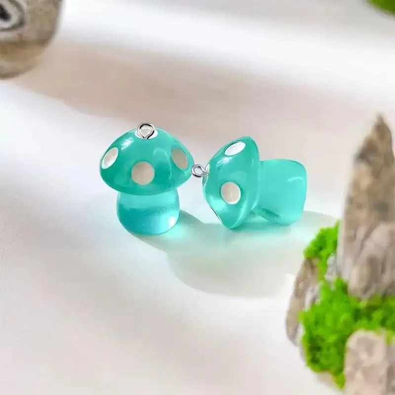 10pcs Luminous Mushroom Charms Resin Pendants For Jewelry Making Accessories DIY Earrings Necklace Keychain image 4