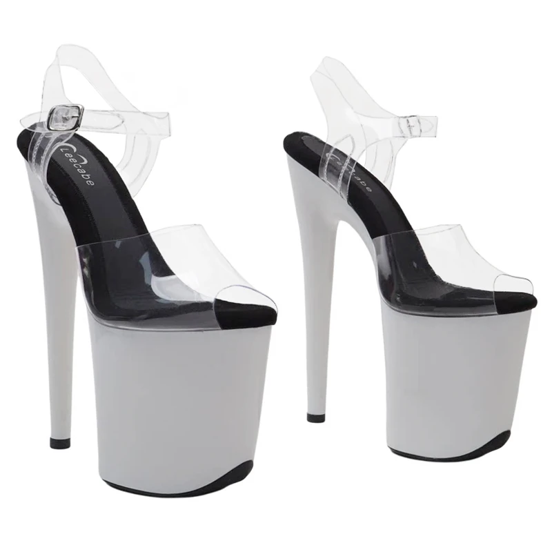 Leecabe 20cm/ 8inches PVC Upper Small Open Toe Platform High Heel Sandals Pole Dance Shoes