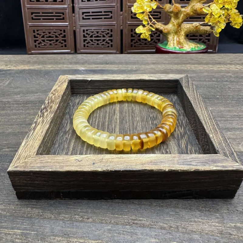 Tibetan Retro Medicine Tablets Sheep Horn Straight Cut Bracelet Necklace Buddhist Beads