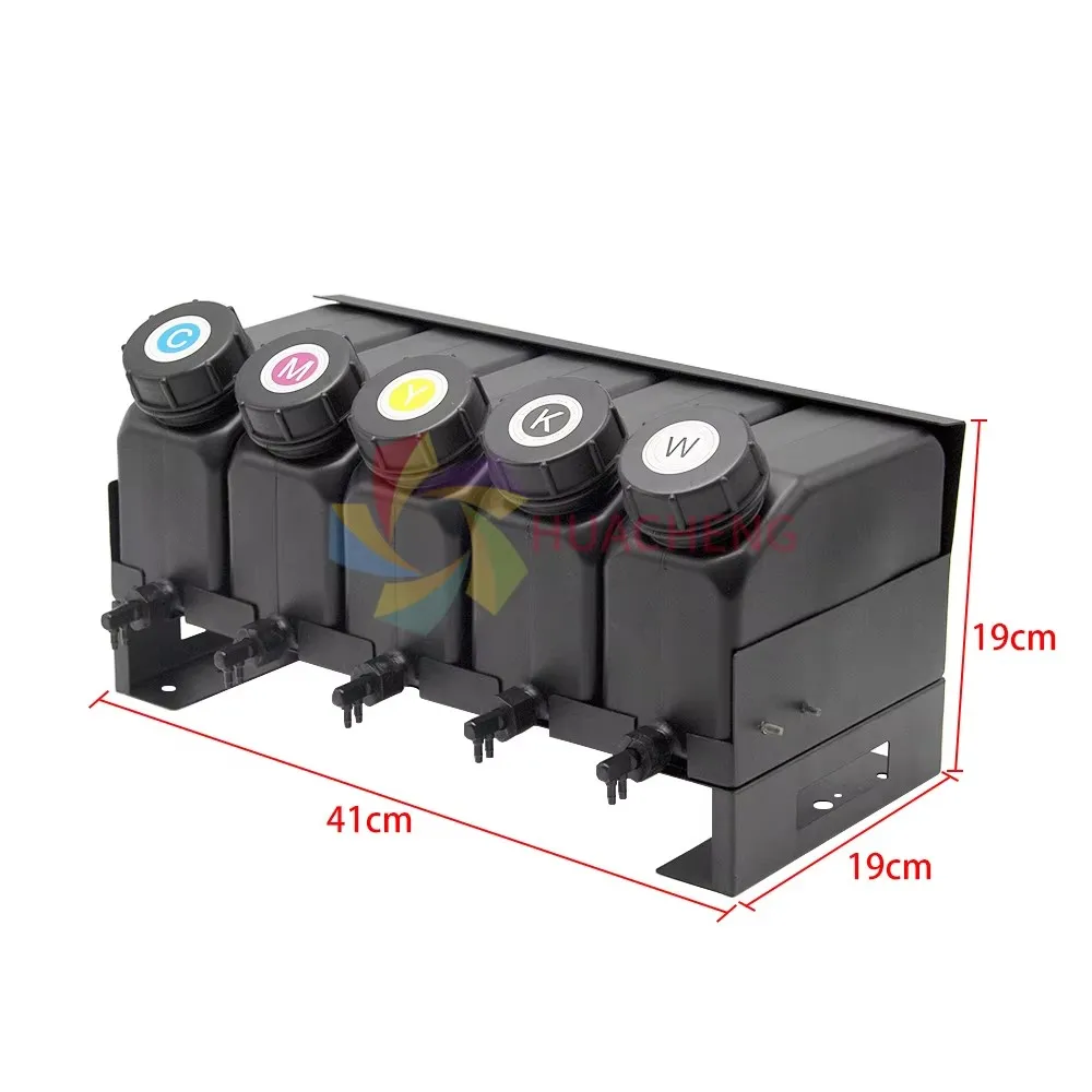 1.5L 5 Color CMYKW Refill Ink Tank System with Alarm & Stirring Motor for UV Flatbed Printer 1Set