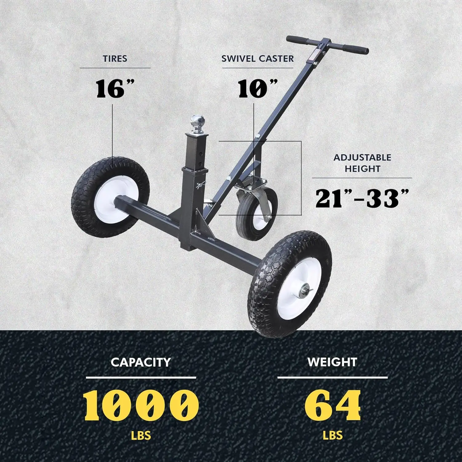 ustable Steel 1000 Lb Heavy Duty Trailer Dolly W/ Caster (Open Box)
