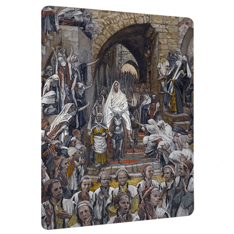 Religious Theme Jesus Riding Donkey Into City Scene Decorative Iron Painting Living Room Wall Art Mural