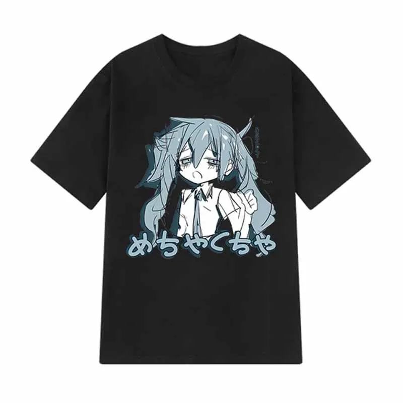 Camiseta japonesa Y2K de Anime para mujer, ropa informal suelta de algodón, camisetas informales de talla grande de manga corta, camisetas Harajuku de Hip-hop, ropa para mujer