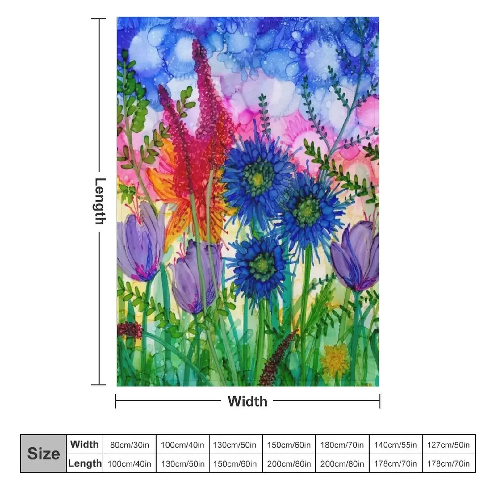Wild Bouquet, colourful & vibrant bunch of flowers Throw Blanket Flannel Fabric cosplay anime Moving funny gift Thermal Blankets