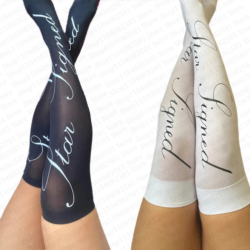 

Vintage Y2K 2000s socks classic style cute letter printed jumpsuit women's sweet Kawaii slim fit Lolita thigh high socks Emo