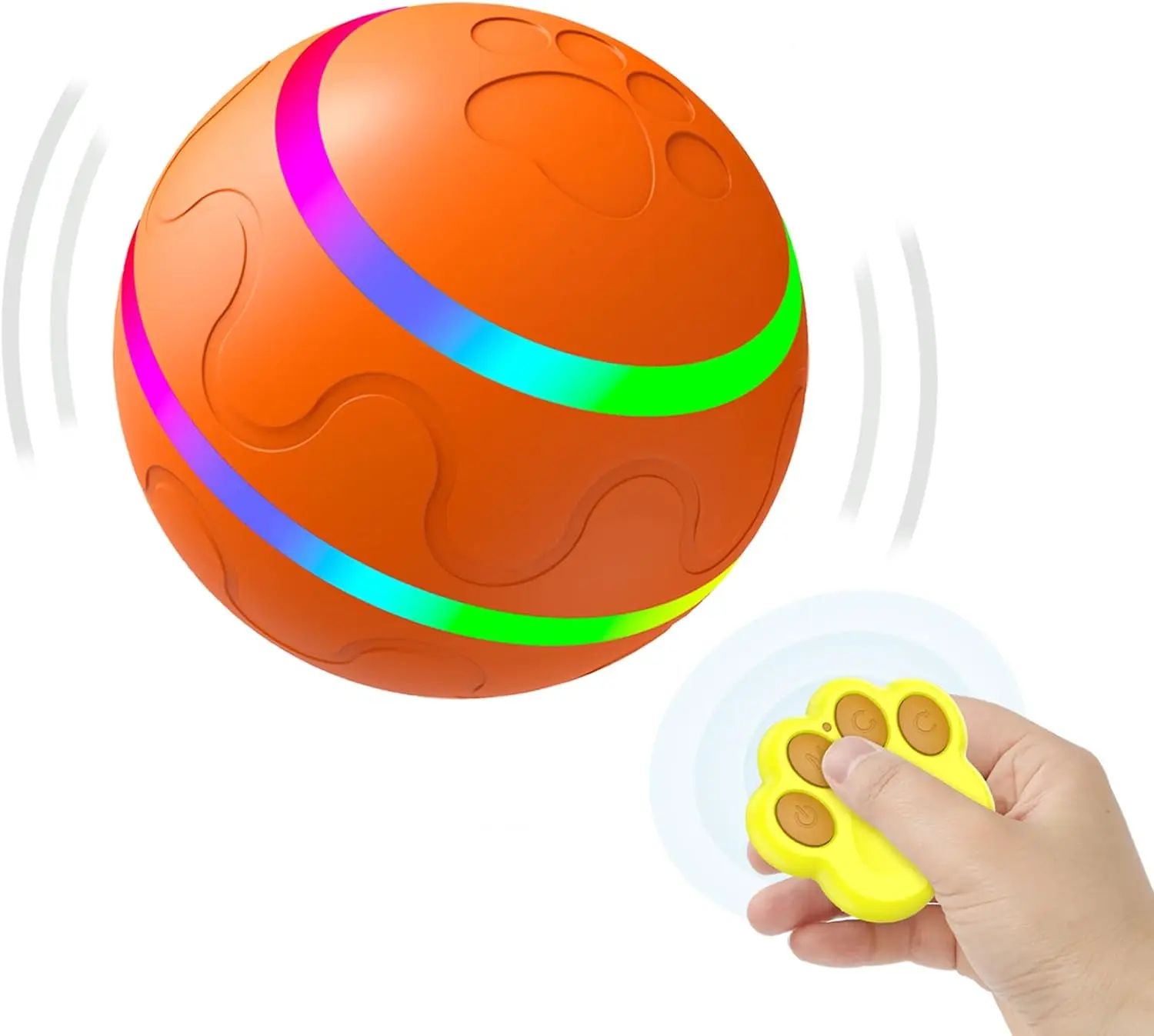 Interactive Dog Toys Ball, Active Wicked Dog Ball with Remote Control, Automatic Rolling Bouncing Dog Ball with Light