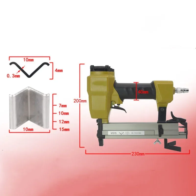 2026 V1015B Pneumatic Picture Frame V Nailer Gun Fits 5/16'' to 19/32'' (7to15 mm) 30 Gauge Air-Powered Frame Joiner for Picture