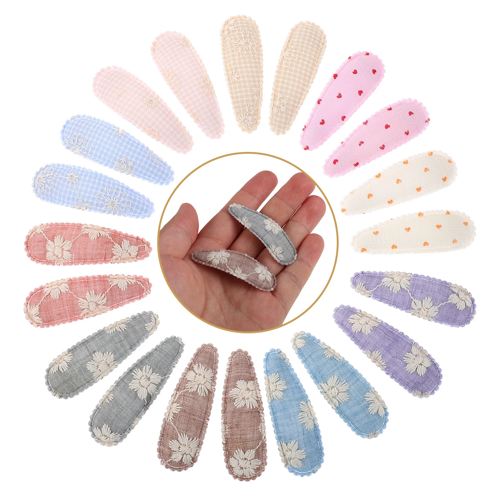 

20Pcs Children Hairpin Fabric Hair Clips Embroidered Baby Hair Accessories for Toddlers Girls Everyday Use Children Hairpin